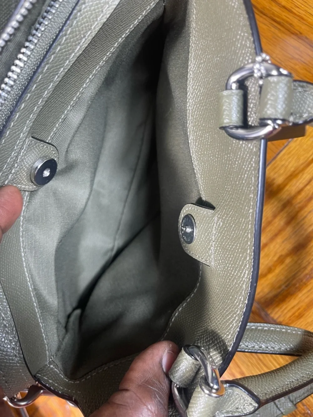 Coach Leather Mini LILLE CRY Olive Green Women's Satchel crossbody bag